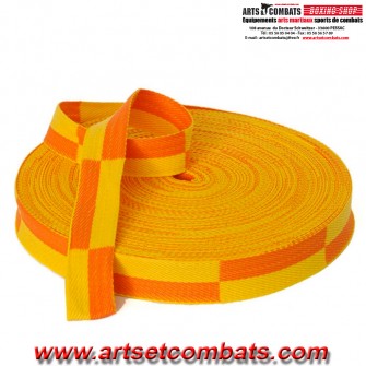 Ceinture karaté bicolore Noris Jaune et Orange - Rouleau 50m