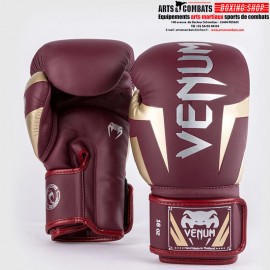 GANTS DE BOXE VENUM ELITE - ROUGE BORDEAUX/OR