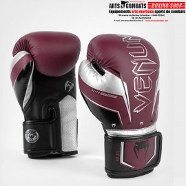 GANTS DE BOXE VENUM ELITE EVO - ROUGE BORDEAUX/ARGENT