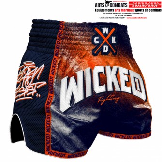 SHORT MUAY-THAI SPRAYING NAVY ORANGE