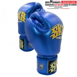 Gants de boxe Microfibre Velcro SKS Bleu Métalique