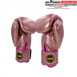 Gants de boxe Microfibre Velcro SKS Rose Métalique