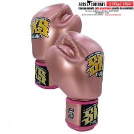 Gants de boxe Microfibre Velcro SKS Rose Métalique