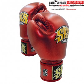 Gants de boxe Microfibre Velcro SKS Rouge Métalique