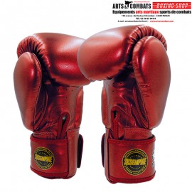 Gants de boxe Microfibre Velcro SKS Rouge Métalique