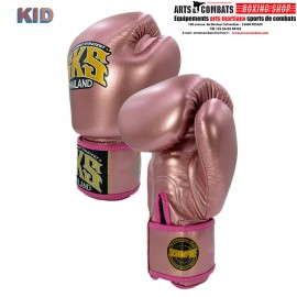 Gants de boxe Enfants Microfibre Velcro SKS Rose Métalique