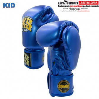 Gants de boxe Enfants Microfibre Velcro SKS Bleu Métalique